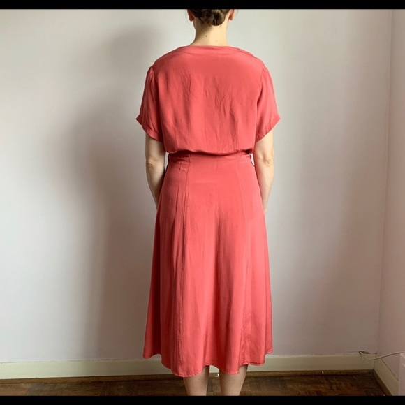 rose coloured two piece blouse and midi skirt set - Picture 4 of 5